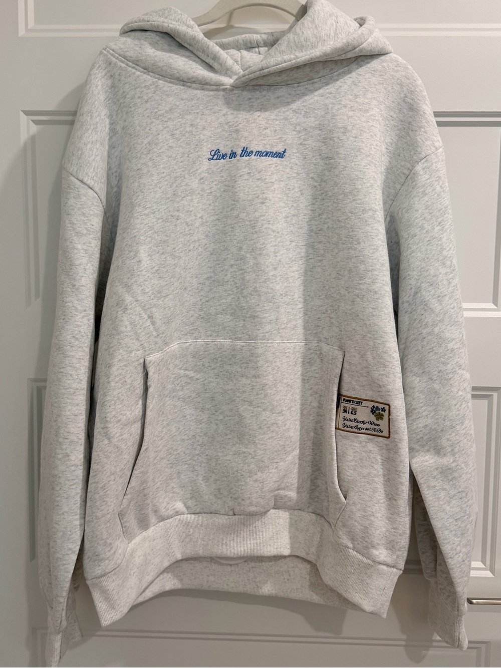 NWT Altar’d State Floral Globe Embroidered Gray Hoodie, size L